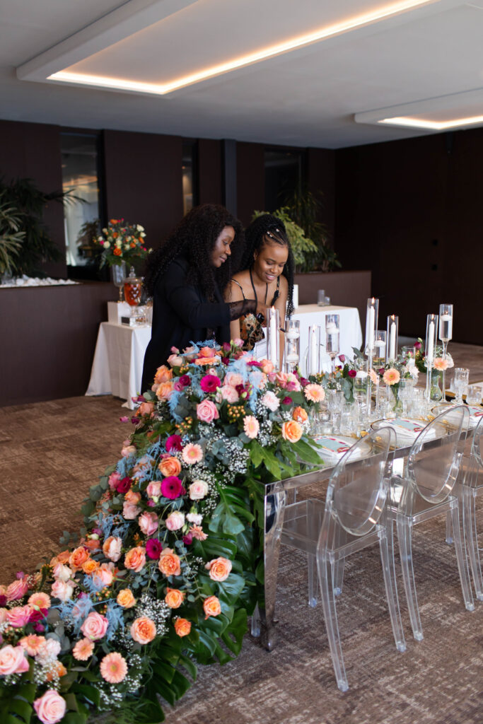 Préparation table mariage